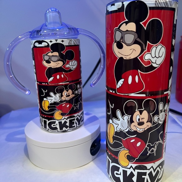 Mickey mouse  New custom made 20 oz tumbler and 12 oz sippy cup set - Picture 2 of 6